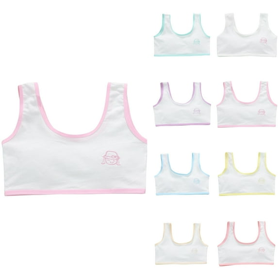 Bovxnpu Summer Girls Underwear, Cotton Training Bras for Girls, Girls Primary And Secondary School Solid Color Comfortable Camisole Bra 9 Years