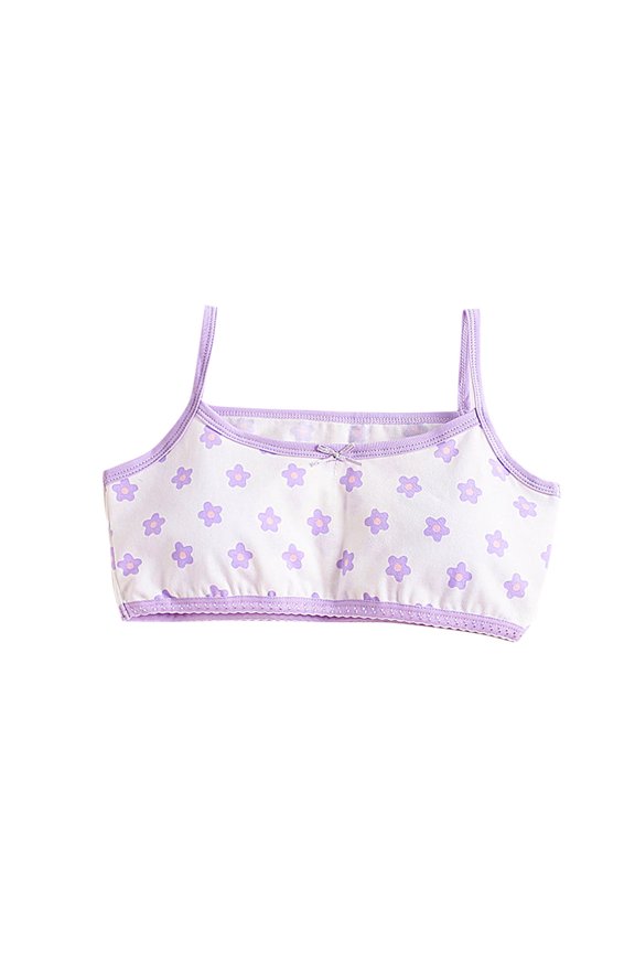 Summer Girls Underwear, Cotton Training Bras for Girls, Middle Aged Girls' Small Printed Cotton Puberty Bra With Chest Pad And Top 14 Years