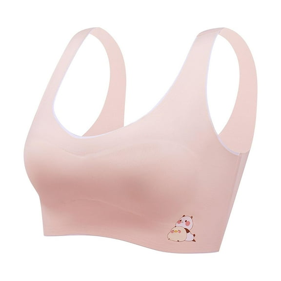 Bovxnpu Summer Girls Underwear, Seamless Training Bras for Girls, Girls Solid Color Soft Breathable Thin Style Cute Print Bra Underwear 12-13 Years