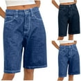 thumbnail image 1 of Bovxnpu Summer Plus Size Shorts for Women, Women's Casual Denim Shorts, Women's Solid Color Button Zipper Pockets Half Shorts Jeans M, 1 of 6