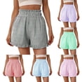thumbnail image 1 of Bovxnpu Summer Plus Size Shorts for Women, Women's Casual Wide Leg Shorts, Women's Fashion High Waist Stripe Elastic Waist Loose Shorts L, 1 of 6