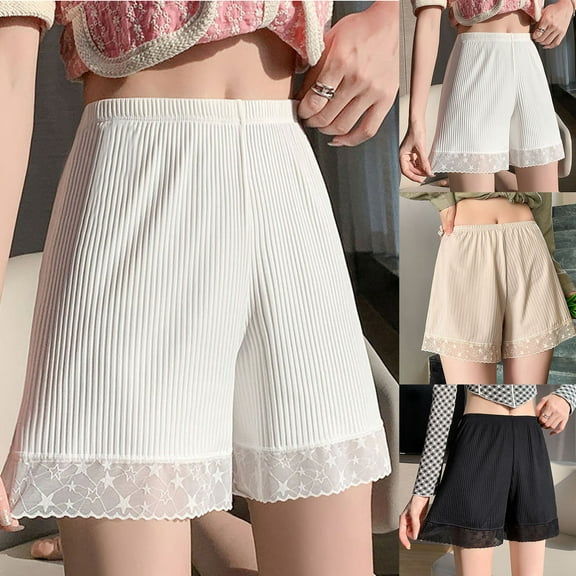 Bovxnpu Summer Plus Size Shorts for Women, Women's Casual Wide Leg Shorts, Women's Solid Color Plus Home Pants Thin Casual Five Quarter Pants Sleeping Pants L