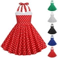 thumbnail image 1 of Bovxnpu Summer Toddler Girls Dresses, Kids Casual Dresses, Girl's Summer Neck Hanging Waist Spliced Polka Children's Dress 4-5 Years, 1 of 5