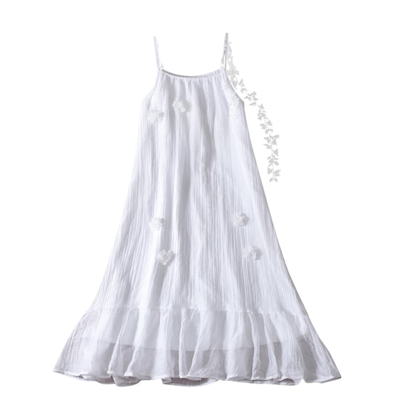 Bovxnpu Summer Toddler Girls Dresses, Kids Casual Dresses, Solid Color Girls' Western Style Princess Skirt Vacation Style Seaside Dress 9 Years