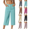 thumbnail image 1 of Bovxnpu Summer Womens Plus Size Pants, Casual Capris Pants for Women, Ladies' Solid Color Casual Suit Loose Cropped Pants L, 1 of 6