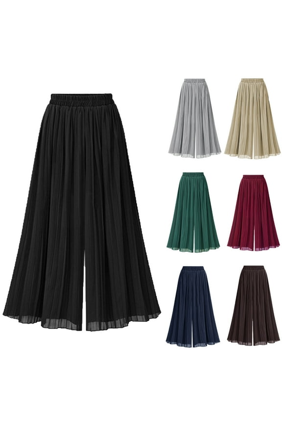 Summer Womens Plus Size Pants, Women Casual Wide Leg Pants, Women's Spring Solid Color Elastic Waist All Straight Leg Casual Pants XL