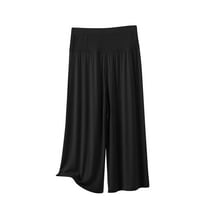 Bovxnpu Summer Womens Plus Size Pants, Women Casual Wide Leg Jeans, Women's Capris Casual Solid Color Elastic Waist Straight Leg Pants XXL