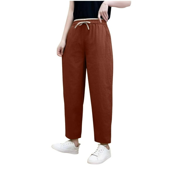 Bovxnpu Summer Womens Plus Size Pants, Women Casual Wide Leg Jeans, Women's Fashion Waist Solid Color Pocket Casual Pants XXXXL