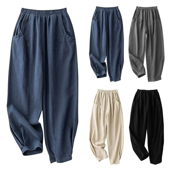 Bovxnpu Summer Womens Plus Size Pants, Women Casual Wide Leg Jeans, Women's Fashionable And Comfortable Solid Color Casual Large Cropped Pants XL