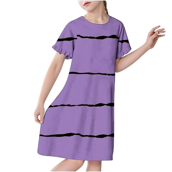 Bovxnpu Summmer Toddler Girls Boys Pajamas, Girls Nightgowns Sleepwear, 3-12 Years Children's Fashion Printed Dreamy Pajamas Mid Calf Nightgown 3-4 Years