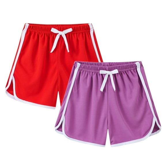 Bovxnpu Toddler Boys Girls Shorts, Girls Casual Shorts Athletic Shorts, 2pc Children's Casual Sports Shorts Solid Color Rubber Waist Beach Pants 4 Years