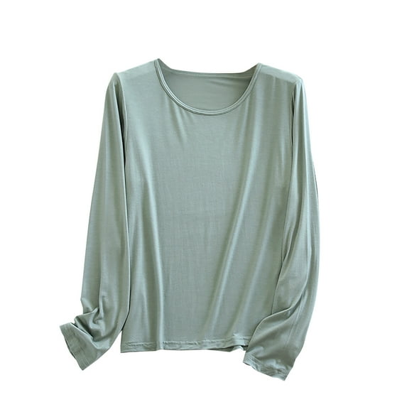 Bovxnpu Women's Plus Size Long Sleeve Pajama Tops,Women Winter Home Wear Leisure Home Solid Color Long Sleeve Thin Pajamas Green XXL