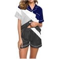 thumbnail image 1 of Bovxnpu Womens Plus Size Pajama Sets, 2 Piece Loungewear For Women, Women Casual Printed Turndown Collar Short Sleeve Blouse Fashion Short Pants Pajamas Suit M, 1 of 4