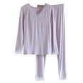 thumbnail image 1 of Bovxnpu Womens Plus Size Pajama Sets, 2 Piece Loungewear For Women, Women Solid Color V-Neck Long Sleeve Tops Elastic Waist Trousers Home Pajama Sets M, 1 of 5