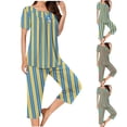 thumbnail image 1 of Bovxnpu Womens Plus Size Pajama Sets, 2 Piece Loungewear For Women, Women's Fashionable Casual Loose Printed Round Neck Button Up Capris Pajama Set XXL, 1 of 6