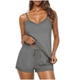 thumbnail image 1 of Bovxnpu Womens Plus Size Pajama Sets, 2 Piece Loungewear For Women, Women's Solid Color Casual Sleeveless V-Neck Top Set XL, 1 of 3