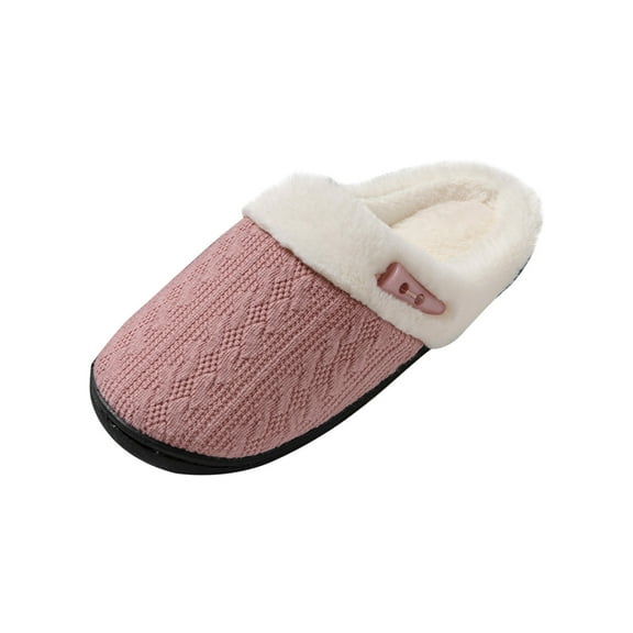 Bovxnpu Womens Slippers Fleece,Slippers for Women Wide Width,Women's Solid Color Warm Casual Shoes Round Head for Home Wear Cotton Shoes Size 42
