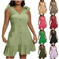 thumbnail image 1 of Bovxnpu Womens Summer Dress, Women's Casual Sundress Flowy A-Line Dresses Mini Dress, Fashion Women's Plus Size Casual Solid Sleeveless V-Neck Dress XXXXXL, 1 of 7