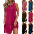 thumbnail image 1 of Bovxnpu Womens Summer Dress, Women's Casual Sundress Flowy A-Line Dresses Mini Dress, Solid Short Sleeve V Neck Ruffle Dresses Party Mini Dresses Vacation Dress S, 1 of 7
