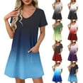 thumbnail image 1 of Bovxnpu Womens Summer Dress, Women's Casual Sundress Flowy A-Line Dresses Mini Dress, Women's Fashion Summer Gradient Short-sleeved V-neck Casual Dress S, 1 of 5