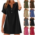 thumbnail image 1 of Bovxnpu Womens Summer Dress, Women's Plus Size Casual T Shirt Dress, Fashion Women Casual Summer Short Sleeve V-Neck Button Dress XXL, 1 of 6