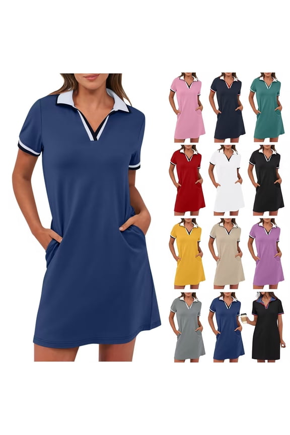 Womens Tennis Dresses Golf Dress Short Sleeve Workout Athletic Dress Casual T Shirt Dress