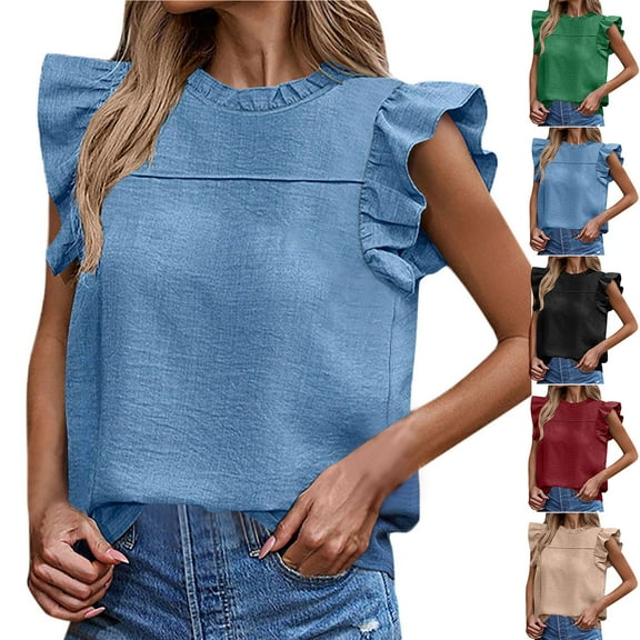 Bovxnpu Womens Summer Tops, Plus Size Casual T Shirt, Women's Casual Round Neck Sleeve T-shirt Top XXL