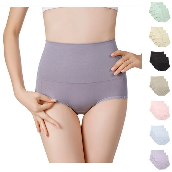 Bovxnpu Womens Underwear Plus Size Panties, 3PC Women's Breathable Cotton Brief, Solid Color Underwear For Women High Waisted Cotton Comfortable Shorts XXXL