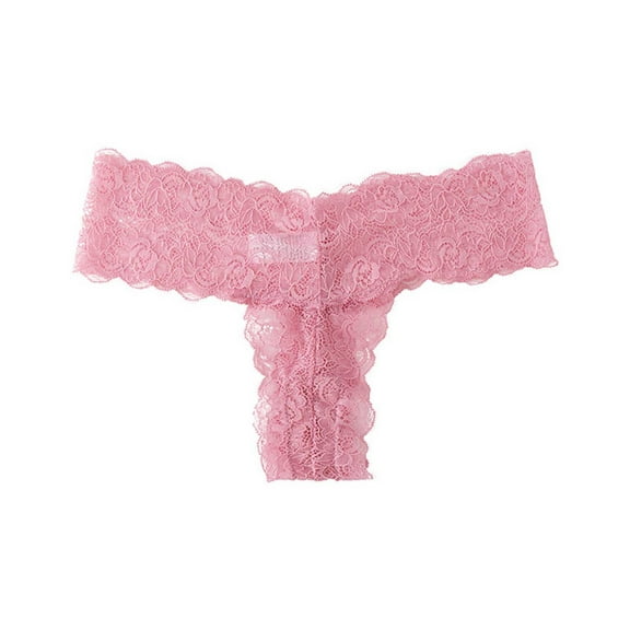Bovxnpu Womens Underwear Plus Size Panties, Lace Thongs for Women No Show Thong Underwear, Women's Lace Flowers Embroidered Cotton Crotch Low Waist Thong Underwear L