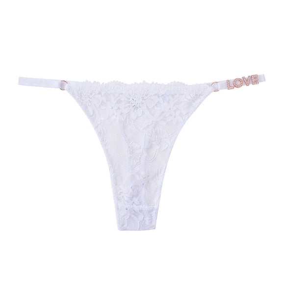 Bovxnpu Womens Underwear Plus Size Panties, Lace Thongs for Women No Show Thong Underwear, Women's Lace Flowers Embroidered Cotton Crotch Low Waist Thong Underwear S