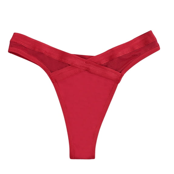 Bovxnpu Womens Underwear Plus Size Panties, Seamless Lace Thongs for Women, Women's Solid Color Low Waist Mesh Solid Color Transparent Underwear Thong M