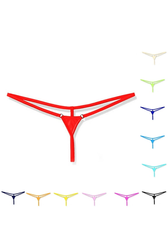Womens Underwear Plus Size Panties, Women's Low Rise G-string Thong Panty Underwear, Women's Exposed Buttocks Low Waist Solid Color Mini Thong Free Size