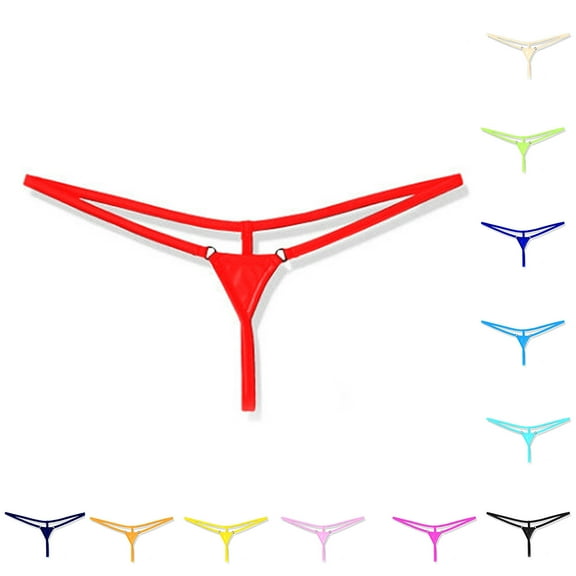 Bovxnpu Womens Underwear Plus Size Panties, Women's Low Rise G-string Thong Panty Underwear, Women's Exposed Buttocks Low Waist Solid Color Mini Thong Free Size