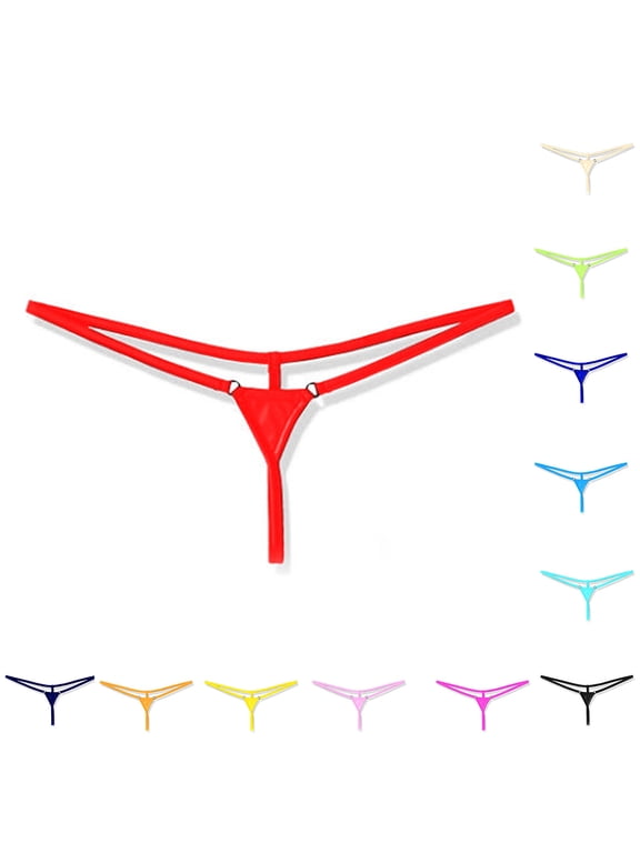 Womens Underwear Plus Size Panties, Women's Low Rise G-string Thong Panty Underwear, Women's Exposed Buttocks Low Waist Solid Color Mini Thong Free Size