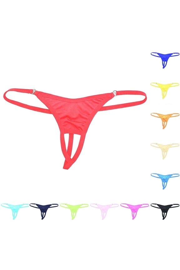 Womens Underwear Plus Size Panties, Women's Low Rise G-string Thong Panty Underwear, Women's Exposed Buttocks Low Waist Solid Color Mini Thong Free Size
