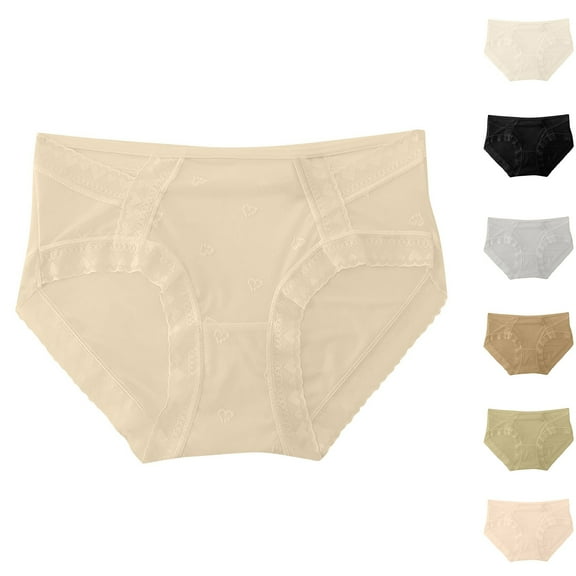 Bovxnpu Womens Underwear Plus Size Panties, Women's Seamless Cotton Brief, Lace Abdomen Mid-rise Waist And Hip Lift Breathable Underwear Briefs M