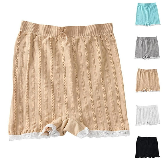 Bovxnpu Womens Underwear Plus Size Panties, Women's Seamless Panties Shapewear Shorts Under Dress, Solid Color Seamless Lace Cotton Slip Mid Waist Underwear Free Size