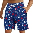 thumbnail image 1 of Chiccall Mens Independence Day Patriotic Day Graphic Shorts Plus Size Summer Elastic Waist Drawstring Pocket Swim Trunks Blue ②, 1 of 4
