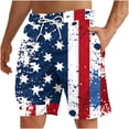 thumbnail image 1 of Chiccall Mens Independence Day Patriotic Day Graphic Shorts Plus Size Summer Elastic Waist Drawstring Pocket Swim Trunks Blue, 1 of 4