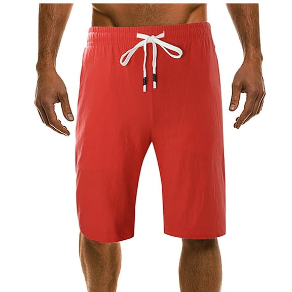 Chiccall Mens Lightweight Drawstring Shorts 2025 Summer Solid Breathable Casual Shorts Red