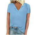 thumbnail image 1 of Dvprdro Womens Tops Casual Solid Color V Neck Short Sleeve Tunic Blouse Summer Tops for Women, 1 of 5
