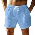 thumbnail image 1 of Fmbrln Mens Summer Shorts Fashion Elastic Waist Drawstring Casual Loose Solid Color Beach Shorts with Pockets, 1 of 5