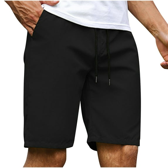 Fmbrln Mens Summer Shorts Fashion Elastic Waist Drawstring Casual Loose Solid Color Work Shorts Lounge Trousers