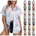 thumbnail image 1 of Horkkom Button Down Shirts for Women Summer Casual Hawaiian Beach Vacation Cardigan Plus Size Short Sleeve Button Up Shirt L, 1 of 6