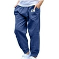 thumbnail image 1 of Loopsun Boys Girls Casual Pants, Child's Summer Solid Boys And Girls Botton Long Pants Dark Blue 6-7 Years, 1 of 5