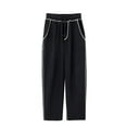 thumbnail image 1 of Loopsun Boys Girls Casual Pants, Children's Casual Solid Straight Leg Drawstring Pants with Pocket Black 6-7 Years, 1 of 3