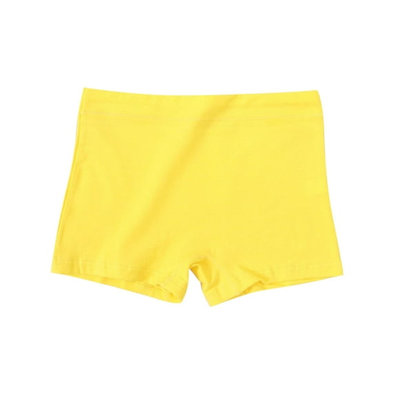 Loopsun Boys Girls Cotton Underwear, Children's Mid Waist Casual Solid Color Four Cornered Briefs for Kids Yellow 12-13 Years