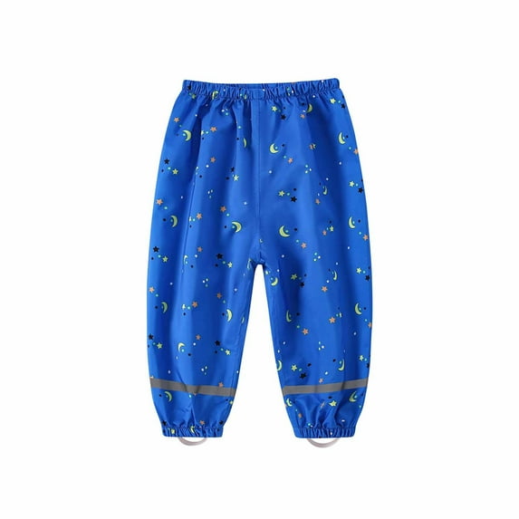 Loopsun Boys Girls Rain Pants, Children's Flat Waisted Four Season Thin Rain Pants Waterproof Pants Blue 5-6 Years
