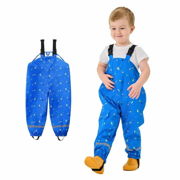 Loopsun Boys Girls Rain Pants, Children's Flat Waisted Four Season Thin Straps Rain Pants Waterproof Pants Blue 2-3 Years