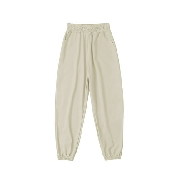 Loopsun Boys Girls Sports Pants, Children's Sports Pants Quick Drying Thin Pants Mosquito Proof Long Pants Beige 8-9 Years